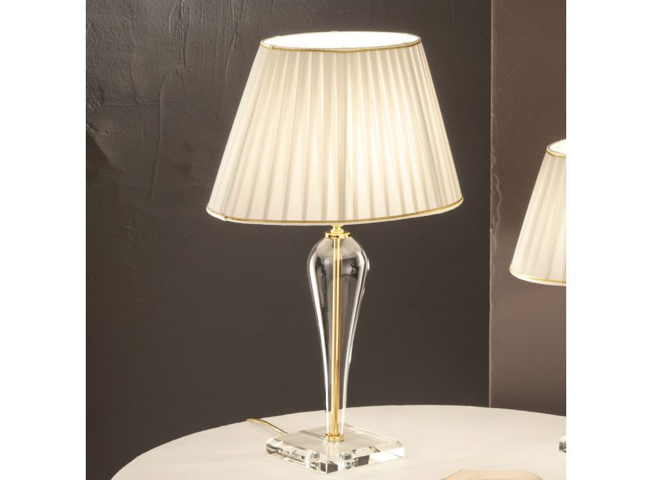 Klassische italienische handgefertigte Tischlampe und Lampenschirm aus Glas - Rapallo Viadurini