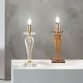Klassische Tischlampe aus italienischem Glas und goldenem Metall - Oliver