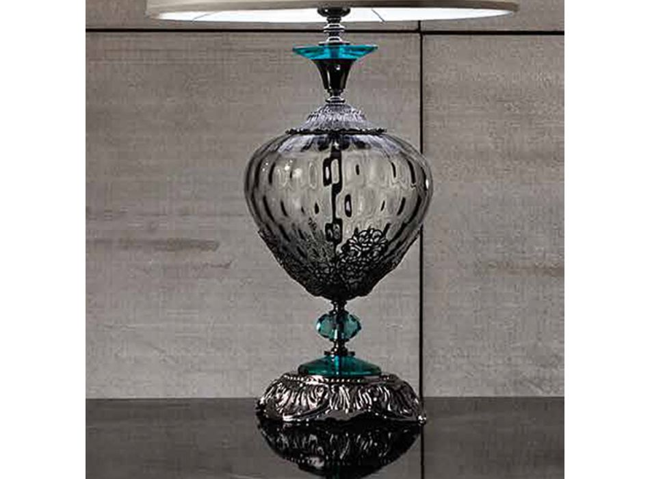 Klassische Tischlampe aus italienischem handgefertigtem Glas und Kristallen - Magrena Viadurini