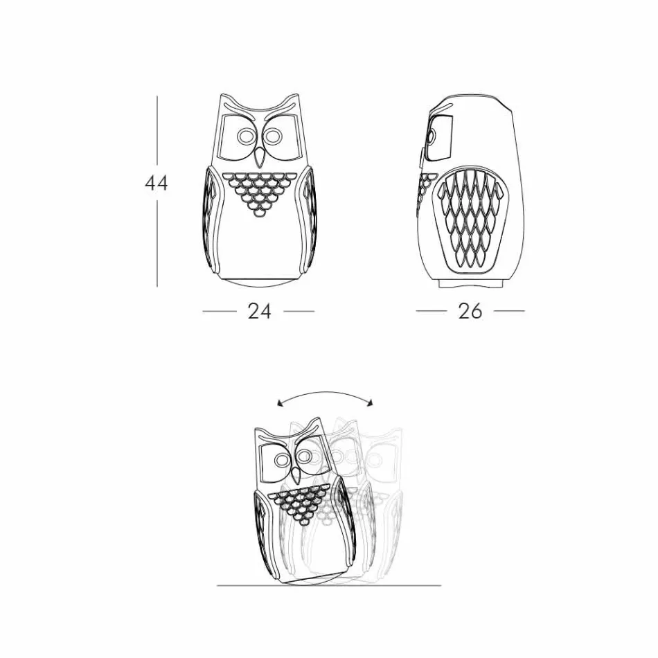 Schieben Sie Bubo-farbige Tischlampe aus Eulen-Design in Italien Viadurini