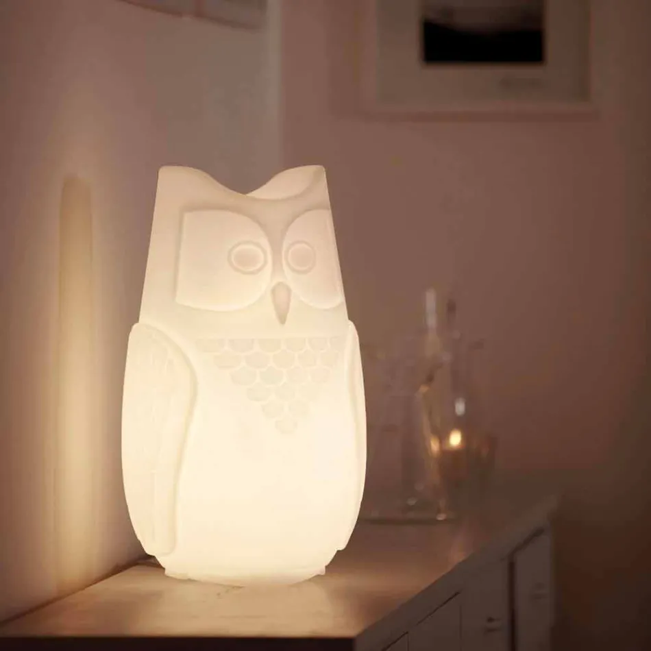 Schieben Sie Bubo-farbige Tischlampe aus Eulen-Design in Italien Viadurini