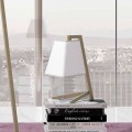 Tischlampe mit Struktur aus Metall und Stoff Made in Italy - Barton