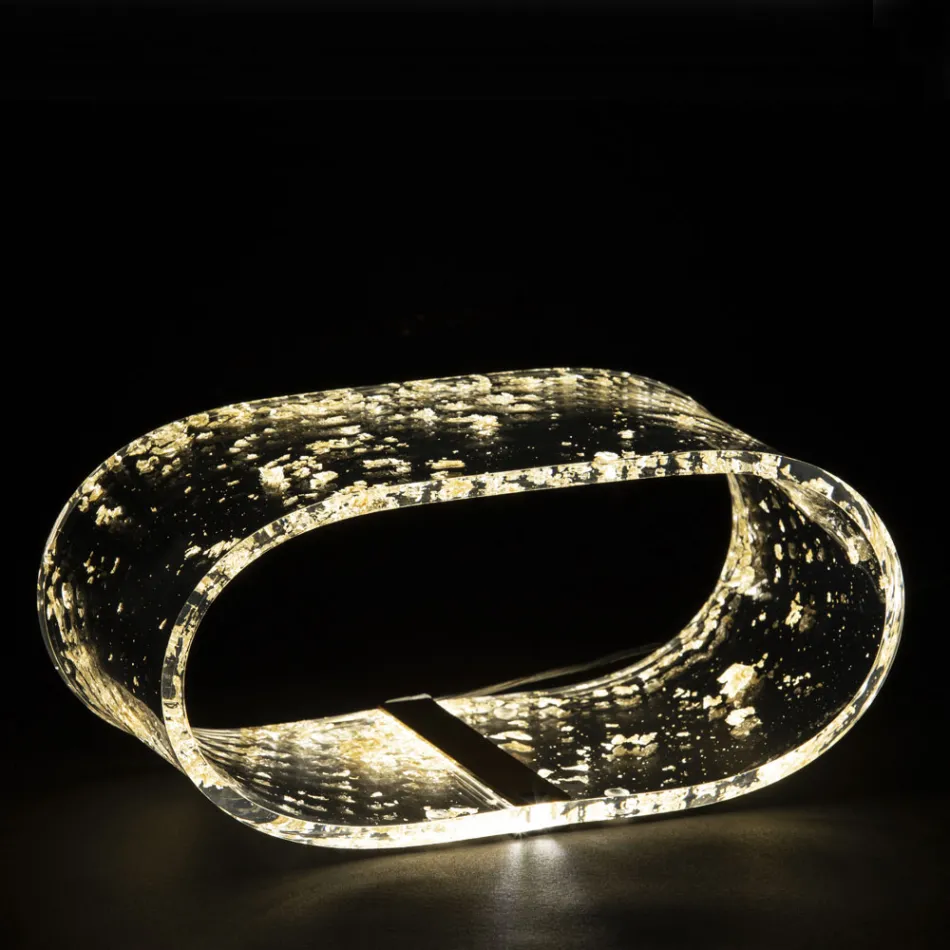 Tischlampe aus Acrylglas und Blattgold, Silber oder Kupfer - Gnassi Viadurini