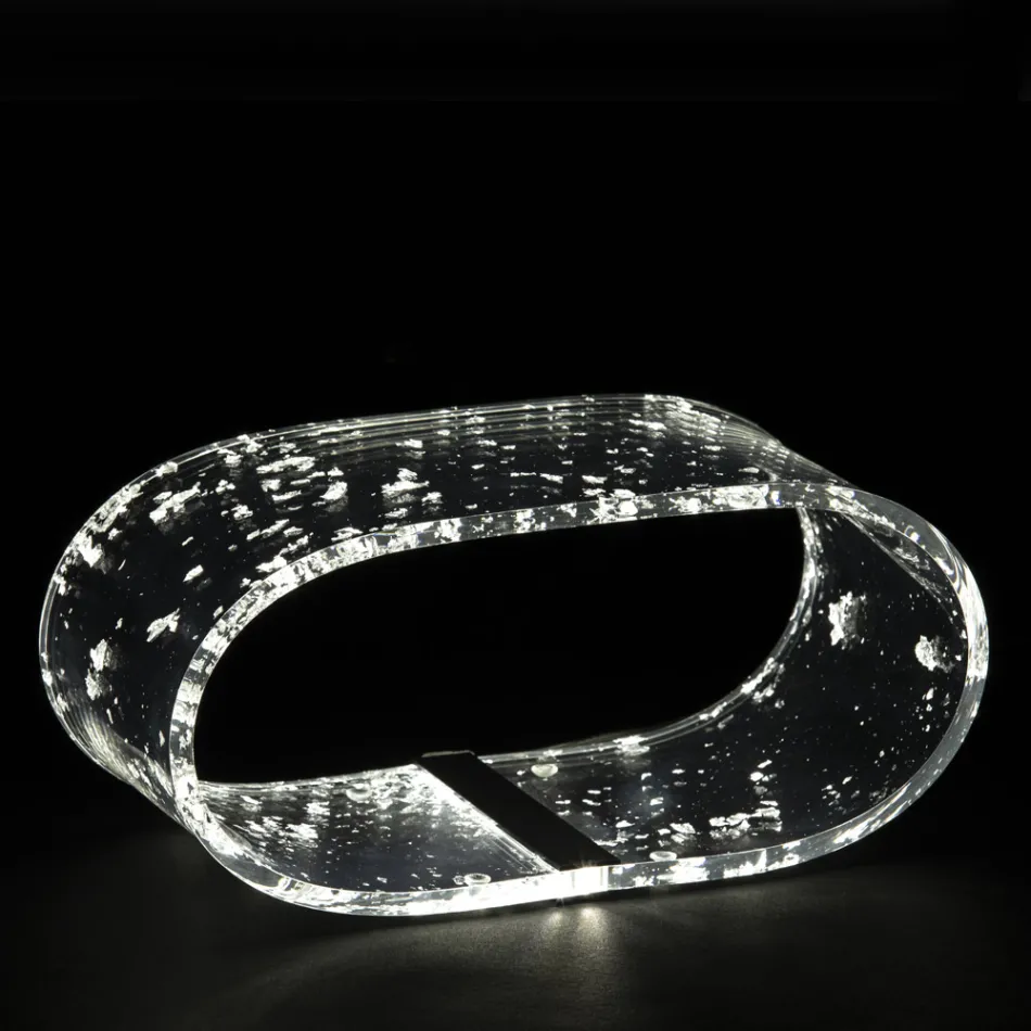 Tischlampe aus Acrylglas und Blattgold, Silber oder Kupfer - Gnassi Viadurini