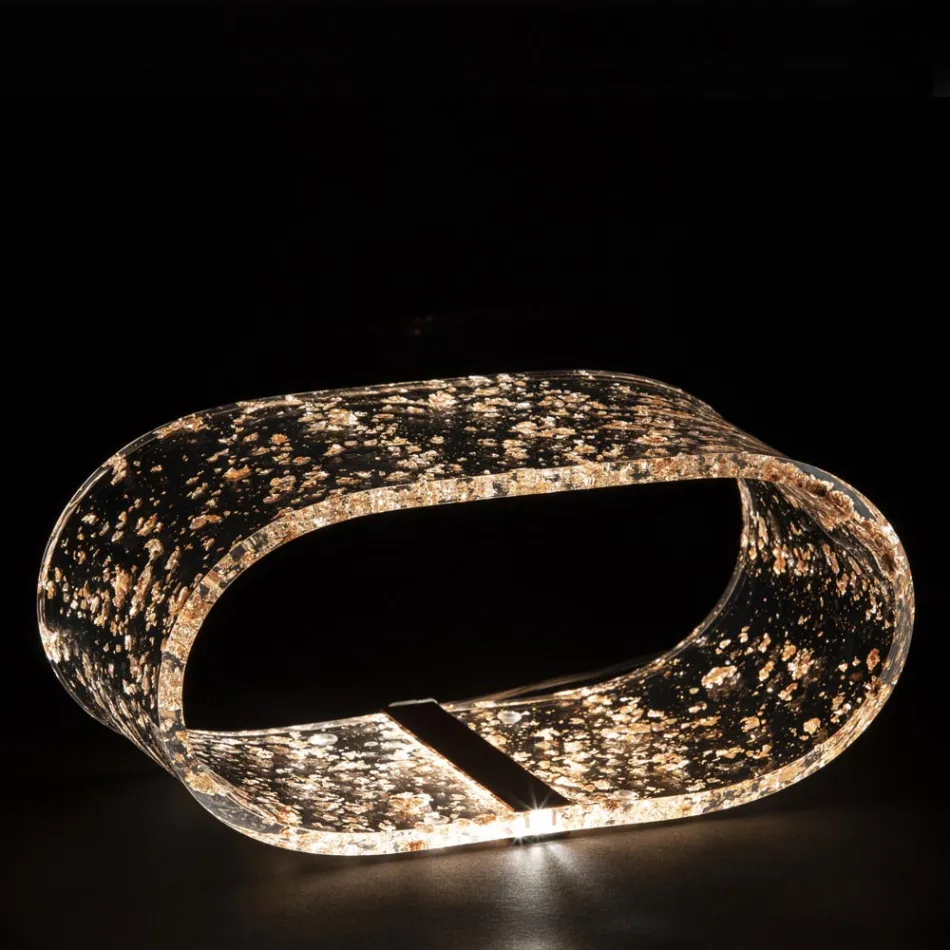 Tischlampe aus Acrylglas und Blattgold, Silber oder Kupfer - Gnassi Viadurini