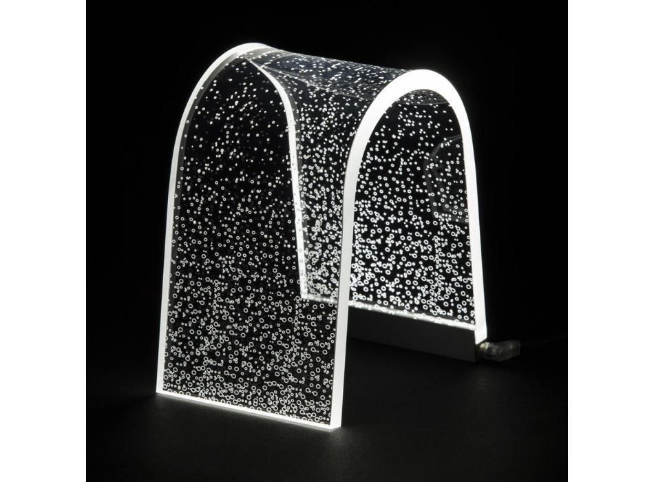 Tischlampe aus transparentem Acrylkristall mit graviertem Dekor - Bertella Viadurini
