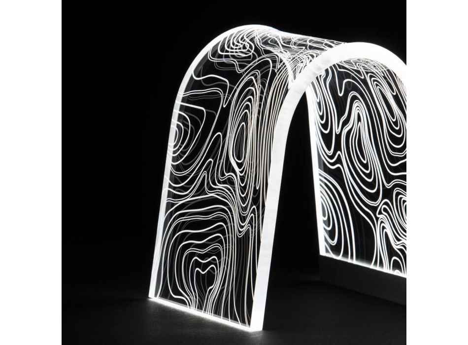 Tischlampe aus transparentem Acrylkristall mit graviertem Dekor - Bertella Viadurini