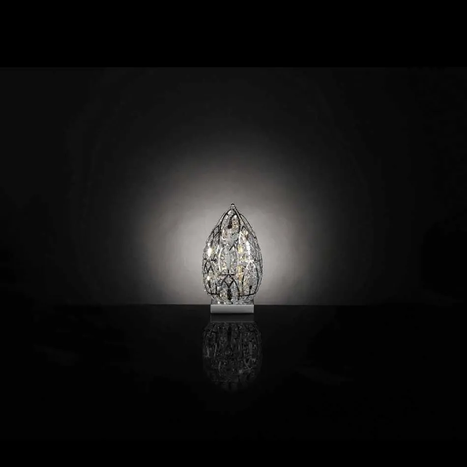 Designer-Tischlampe aus Kristall und Stahl geformt Ei Viadurini