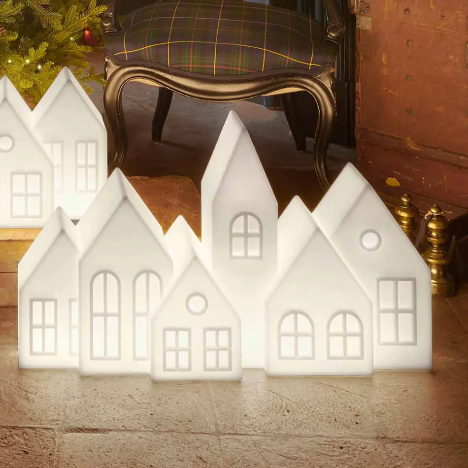 Design Tischlampe mit weißen oder roten Led Houses Design Slide - Kuusi Viadurini