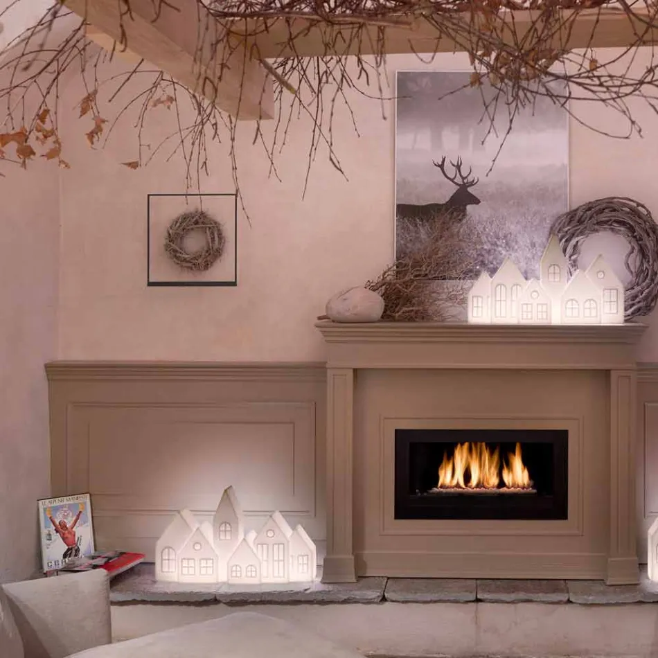 Design Tischlampe mit weißen oder roten Led Houses Design Slide - Kuusi Viadurini