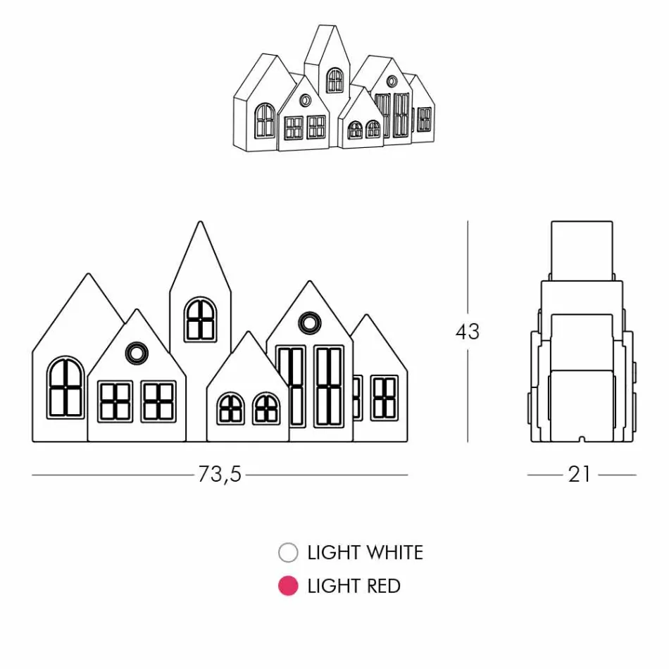 Design Tischlampe mit weißen oder roten Led Houses Design Slide - Kuusi Viadurini