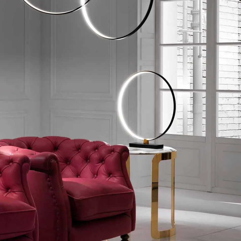 Design Tischleuchte aus schwarzem Aluminium und Messing Made in Italy - Norma Viadurini