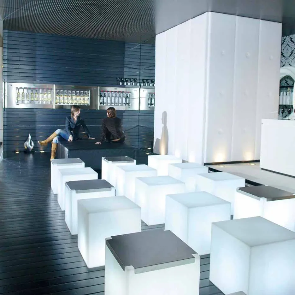 Tisch- und Stehlampe Slide White heller Würfel aus Italien Viadurini