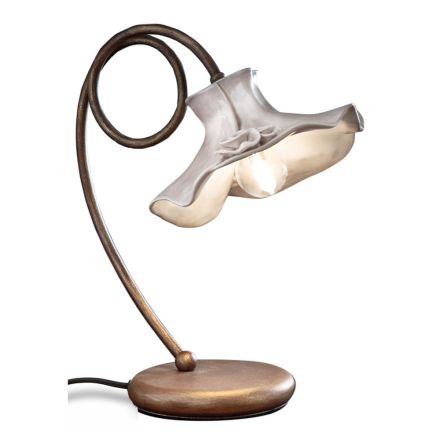 Handgefertigte Tischlampe in glänzendem Keramikdesign mit Rosen - Lecco Viadurini