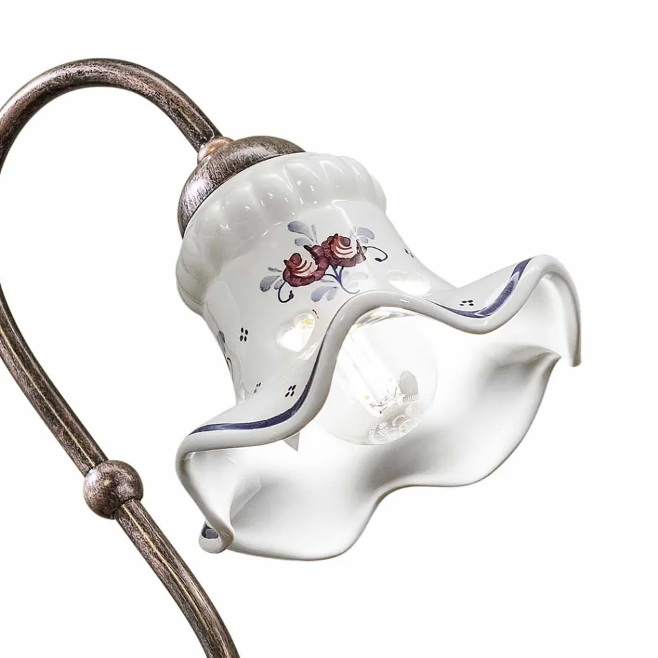 Vintage Handwerker handbemalte Keramik Eisen Tischlampe - Chieti Viadurini