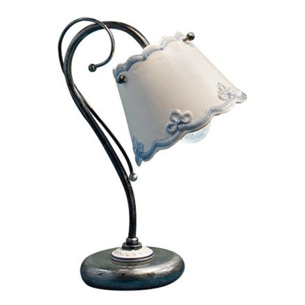Tischlampe aus Eisen und Keramik mit handbemaltem Stickeffekt - Ravenna Viadurini