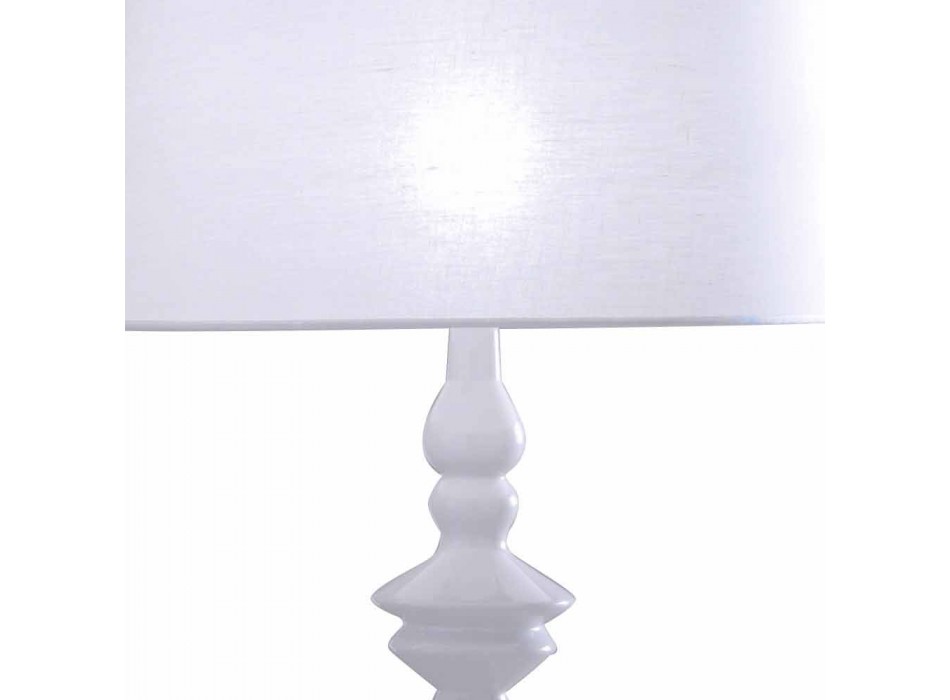 Tischlampe aus weißem Keramik- und Leinenlampenschirm 2 Abmessungen - Cadabra Viadurini