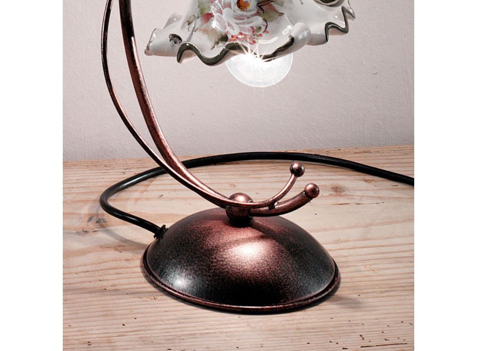 Handbemalte und mit Eisen verzierte Tischlampe aus Keramik - Mailand Viadurini