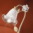 Tischlampe aus Eisen und Glas mit Rose aus Keramik - Siena Viadurini
