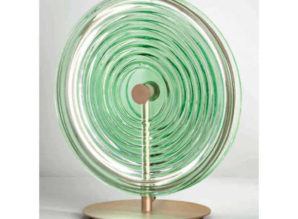 Tischlampe aus Metall und Glas mit konzentrischen Linien verziert - Hackberry Viadurini