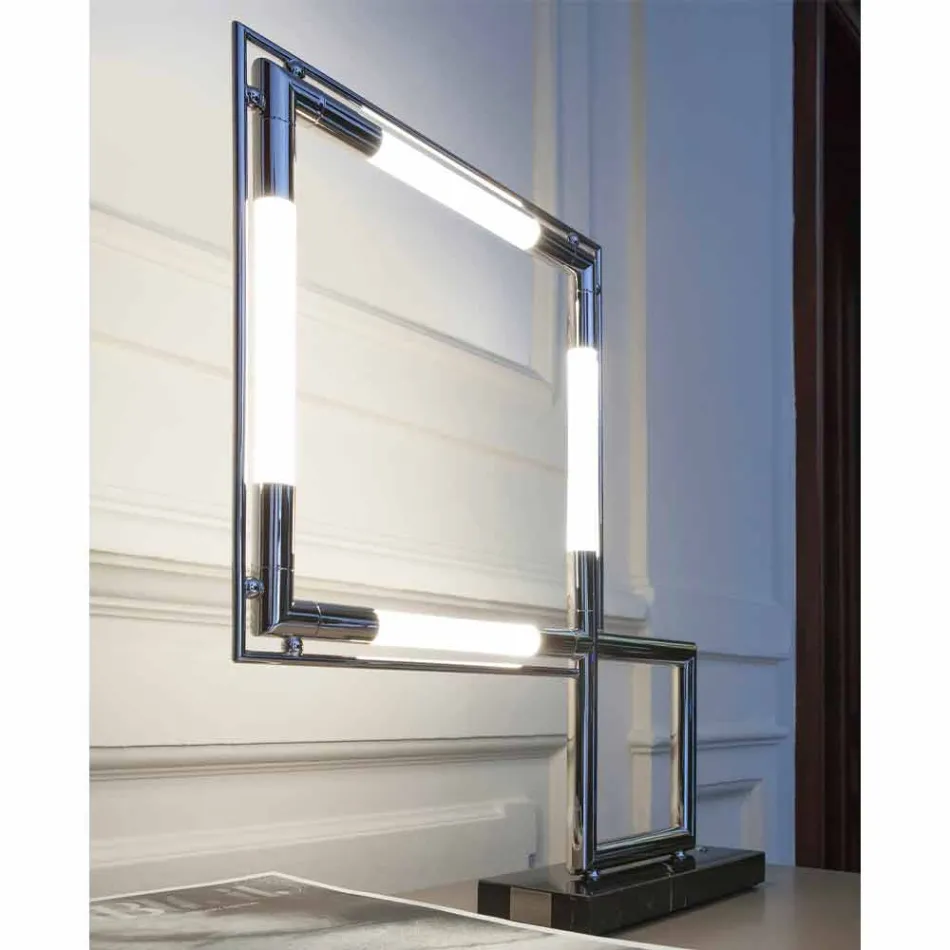 Tischlampe aus Messing und Harz mit Marmorsockel Made in Italy - Quizza Viadurini