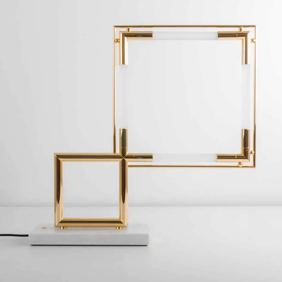 Tischlampe aus Messing und Harz mit Marmorsockel Made in Italy - Quizza Viadurini