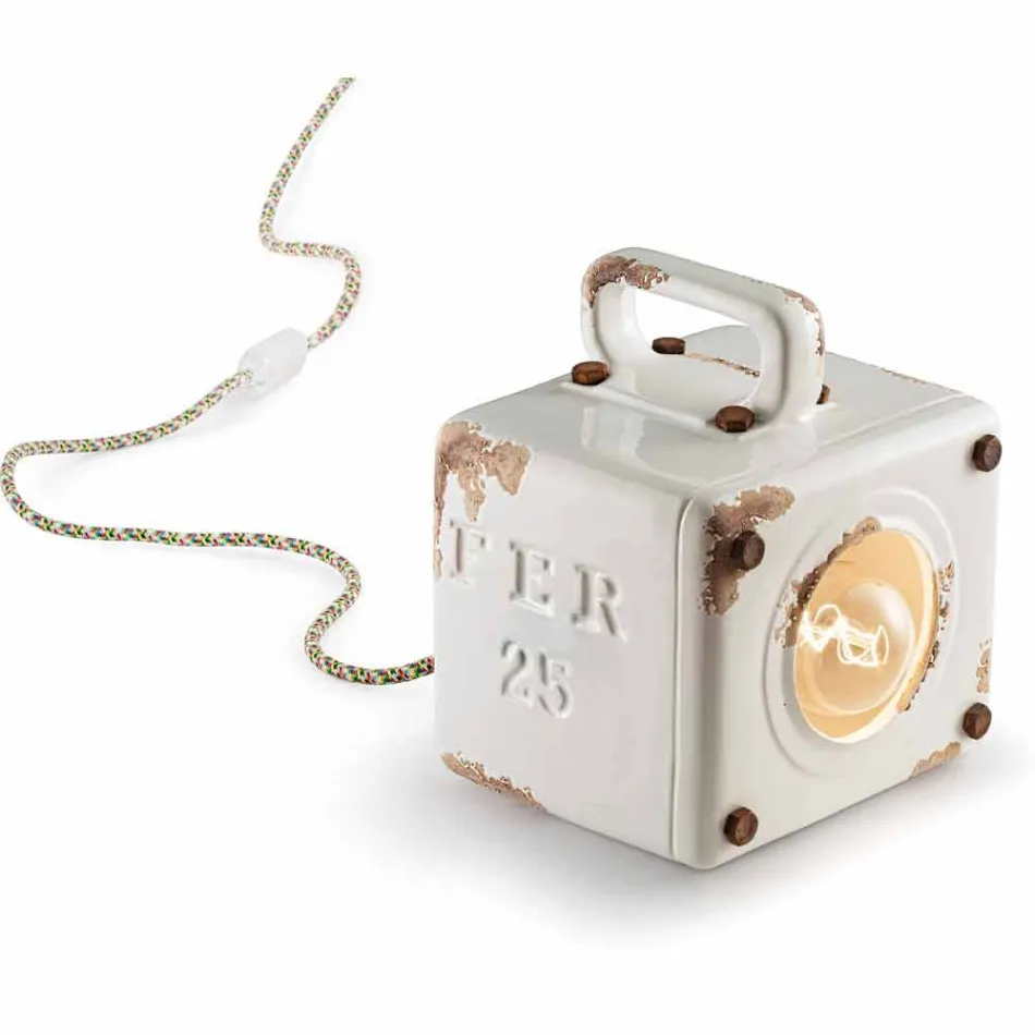 Industriestil Tischlampe aus Keramik und Eisen Valerie Viadurini