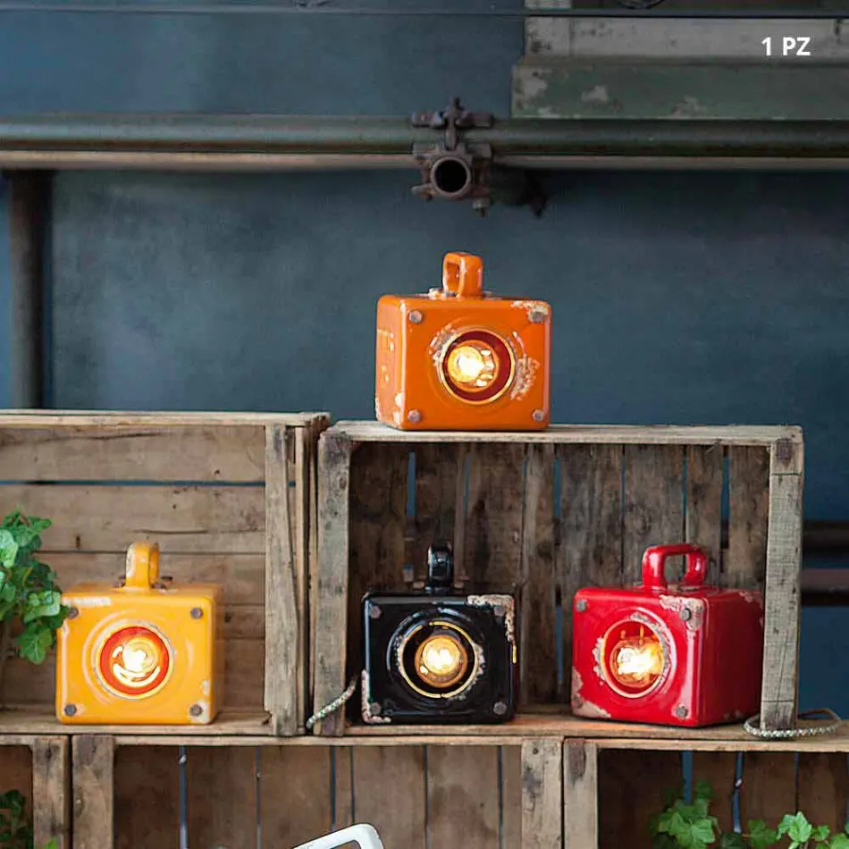 Industriestil Tischlampe aus Keramik und Eisen Valerie Viadurini