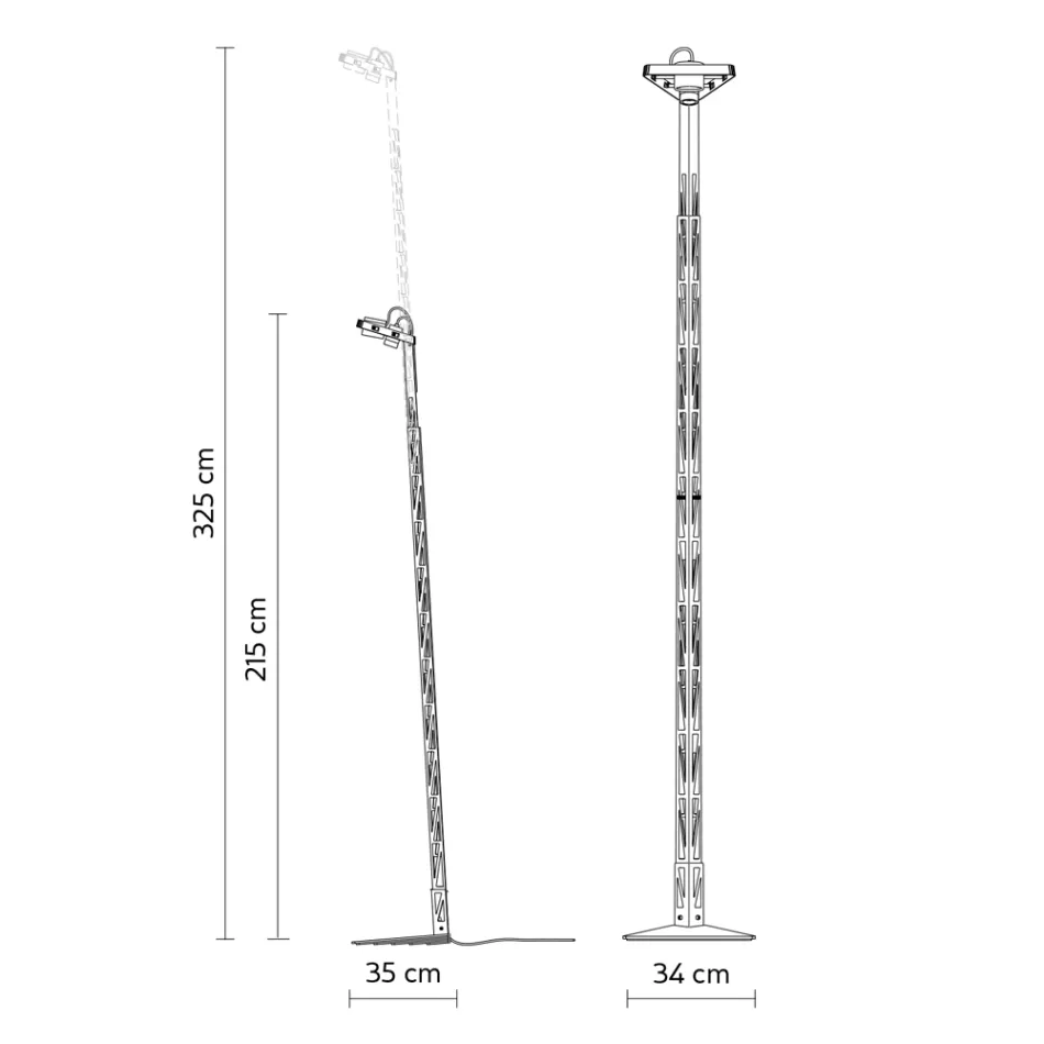 Ausziehbare Stehlampe Aluminium Mattschwarzes Leiterdesign - Watchful Viadurini