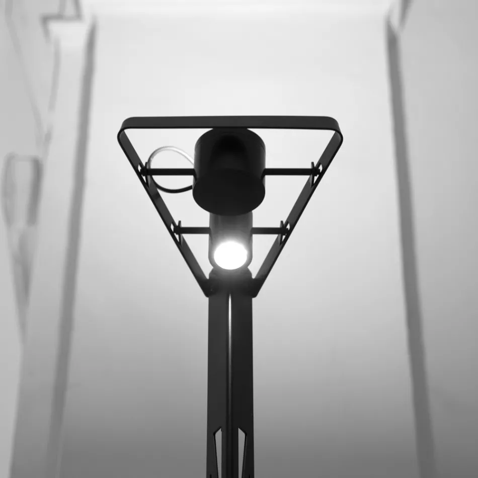 Ausziehbare Stehlampe Aluminium Mattschwarzes Leiterdesign - Watchful Viadurini