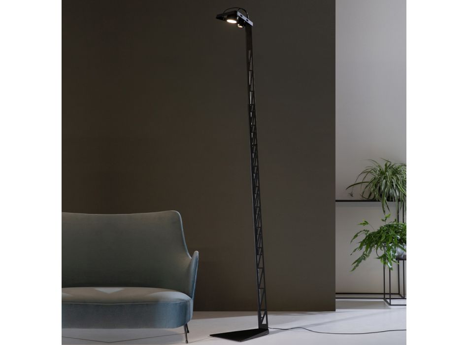 Ausziehbare Stehlampe Aluminium Mattschwarzes Leiterdesign - Watchful Viadurini
