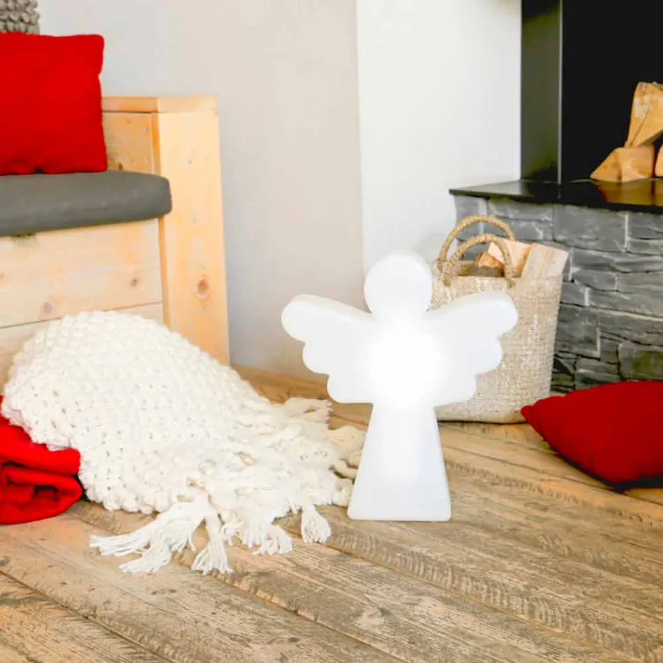 Weiße Stehleuchte E27, LED oder Solar Angel Modernes Design - Angelostar Viadurini