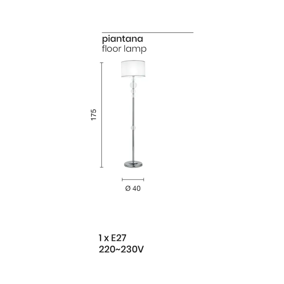 Klassische Stehlampe aus italienischem Kunsthandwerksglas und Lampenschirm - Memore Viadurini