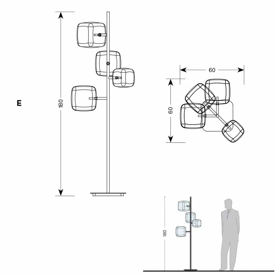 Design Stehleuchte mit glänzender Metallstruktur Made in Italy - Donatina Viadurini