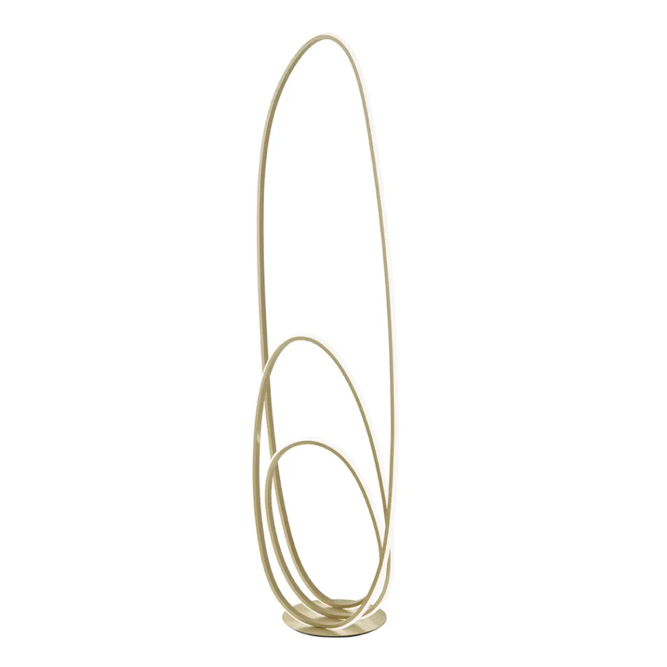 Design-Stehlampe aus lackiertem Metall mit Gold-Finish mit LED - Simea Viadurini