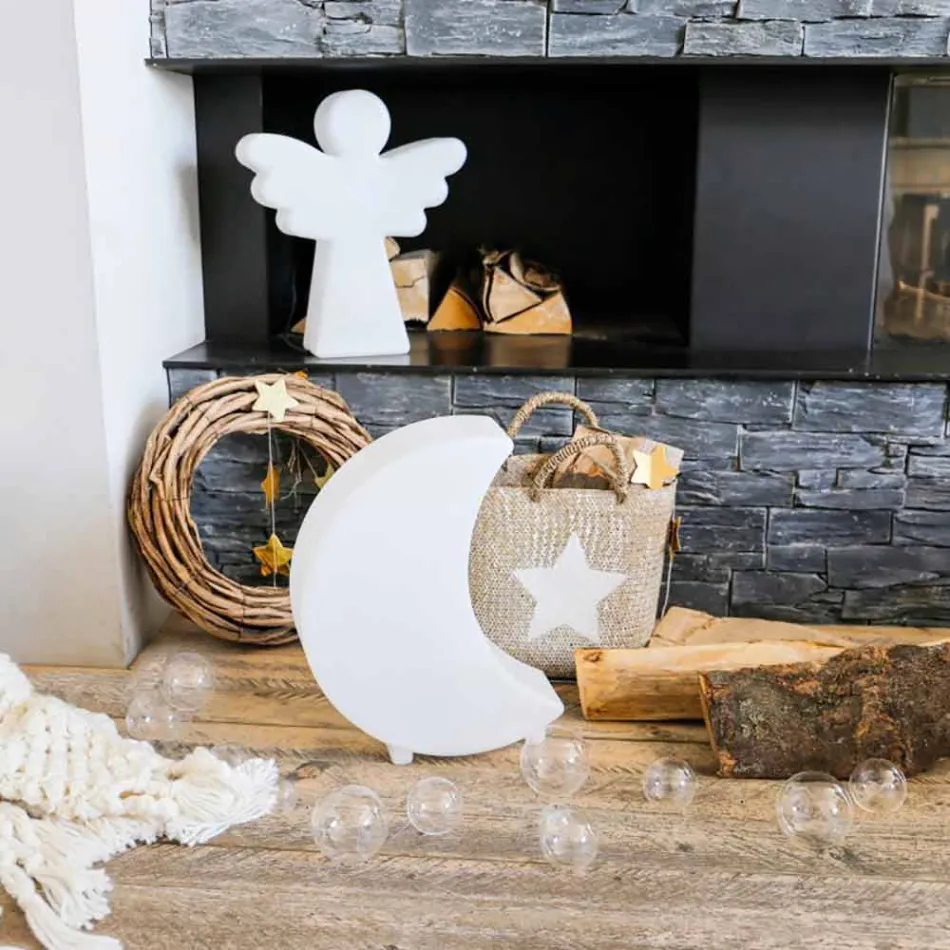 Mondform Stehlampe aus Kunststoff 2 Größen Modernes Design - Lunastar Viadurini