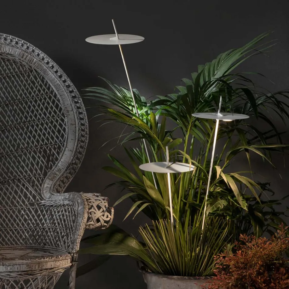 Garten-Stehlampe Aluminium Weiß Design mit Seerosenblatt - Cipriam Viadurini
