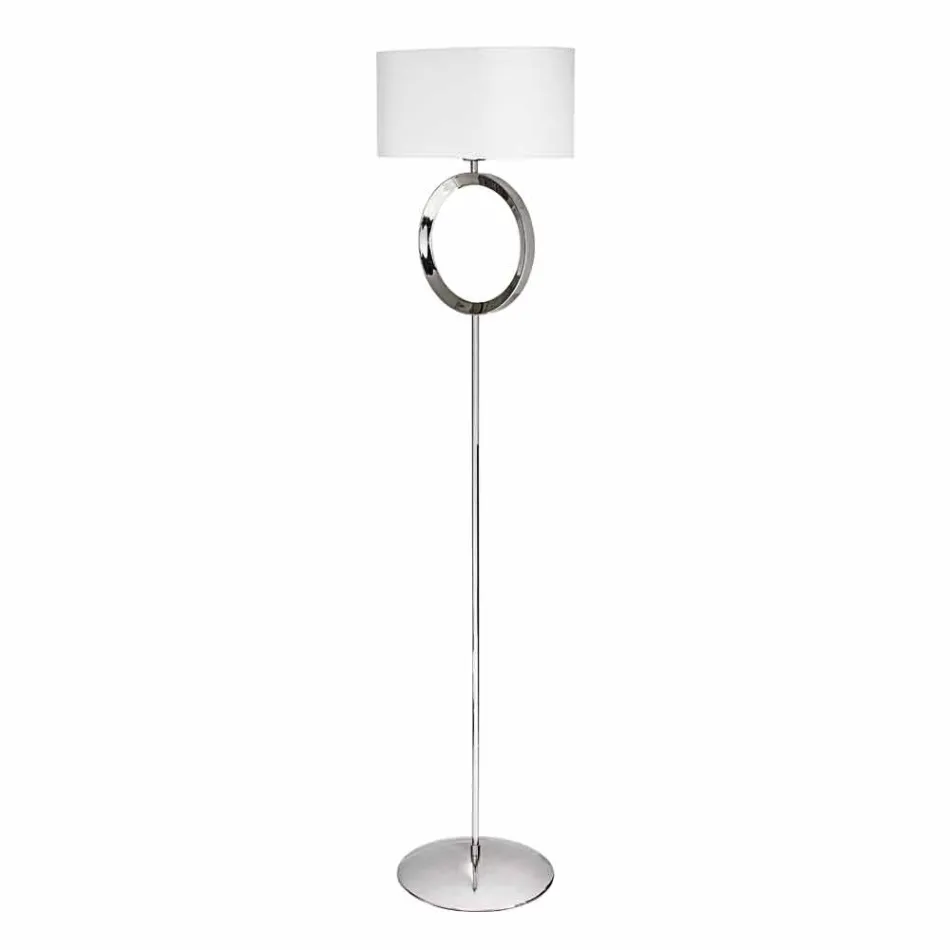 Stehlampe aus Stahl mit weißem Lampenschirm Hmax 149,5cm Moon Viadurini