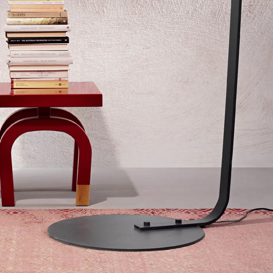 Stehlampe aus Metall mit Lampenschirm mit Stoffbezug - Rivella Viadurini