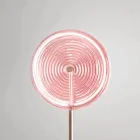 Stehlampe aus Metall und Glas, verziert mit konzentrischen Linien – Hackberry Viadurini