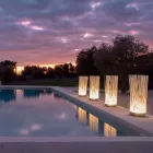 LED Stehleuchte aus grauem Technopolymer und weißen PVC-Stäben - Touch Viadurini