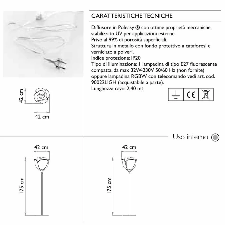 Plastic Flower Design Stehleuchte im Freien - Baby Love von Myyour Viadurini
