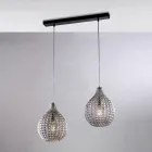 Atlas Glas-Metall-Design-Lampe mit Kristallanhängern Viadurini