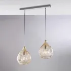 Atlas Glas-Metall-Design-Lampe mit Kristallanhängern Viadurini