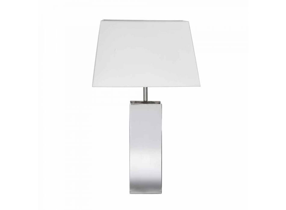 Moderne Tischlampe aus Stahl und weißem Renna Lampenschirm Viadurini