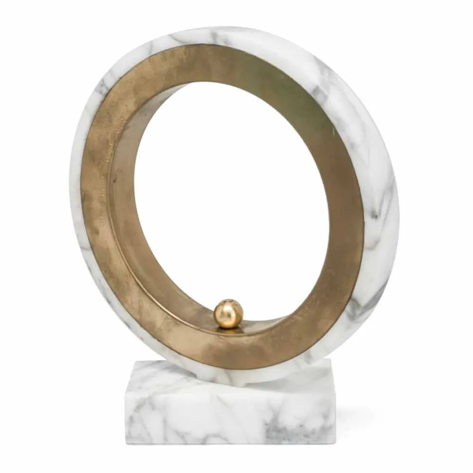 Lampe aus weißem Carrara-Marmor und Messing Made in Italy 2 Dimensions - Nazife Viadurini