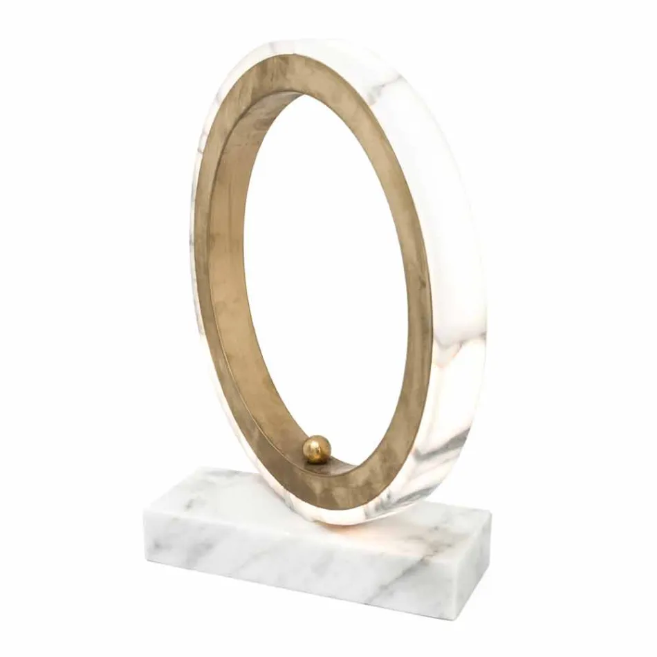 Lampe aus weißem Carrara-Marmor und Messing Made in Italy 2 Dimensions - Nazife Viadurini
