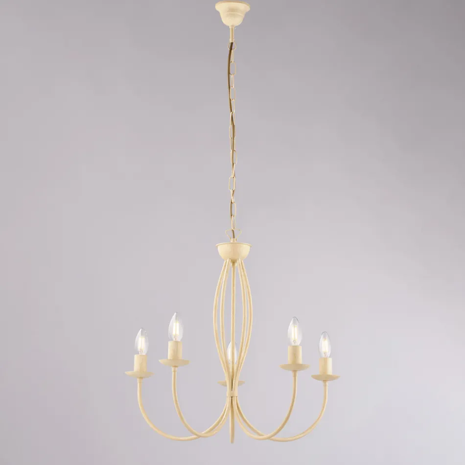 Elegante, weiße Metalllampe im Shabby-Chic-Stil – Roccia Viadurini