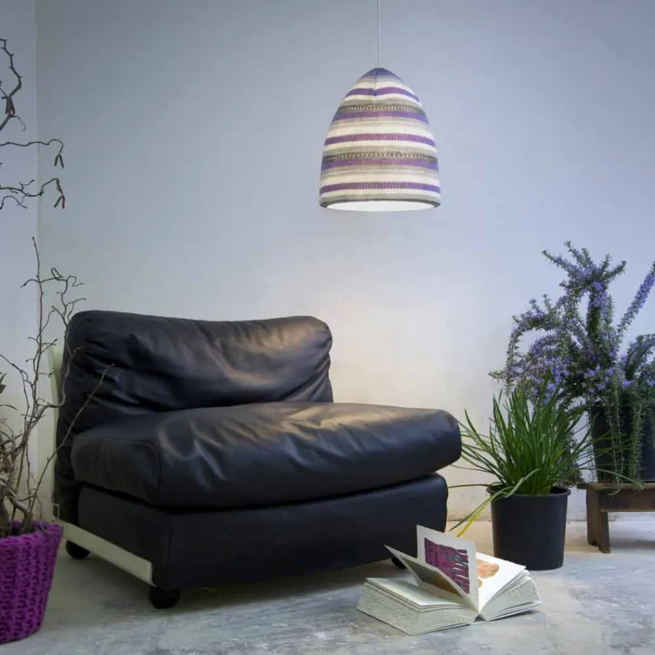 Pendelleuchte aus Nebulit und Wolle In.es.artdesign Flower Stripe Viadurini