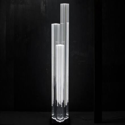 Led Kristall Stehlampe Satin Acryl Design Triptychon - Crystol Viadurini